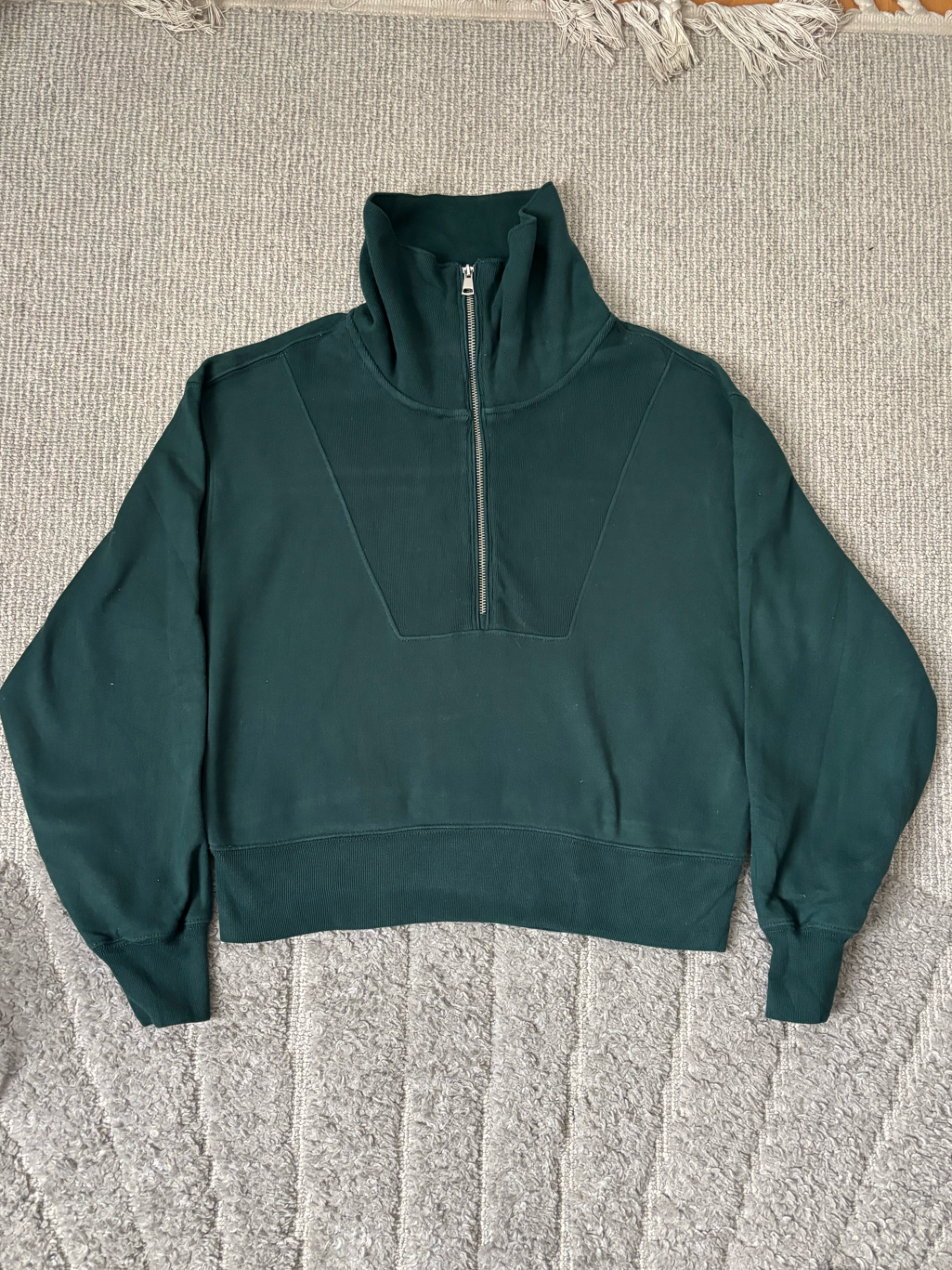 Abercrombie & Fitch Dark Green Mock Neck Quarter Zip - Size Small
